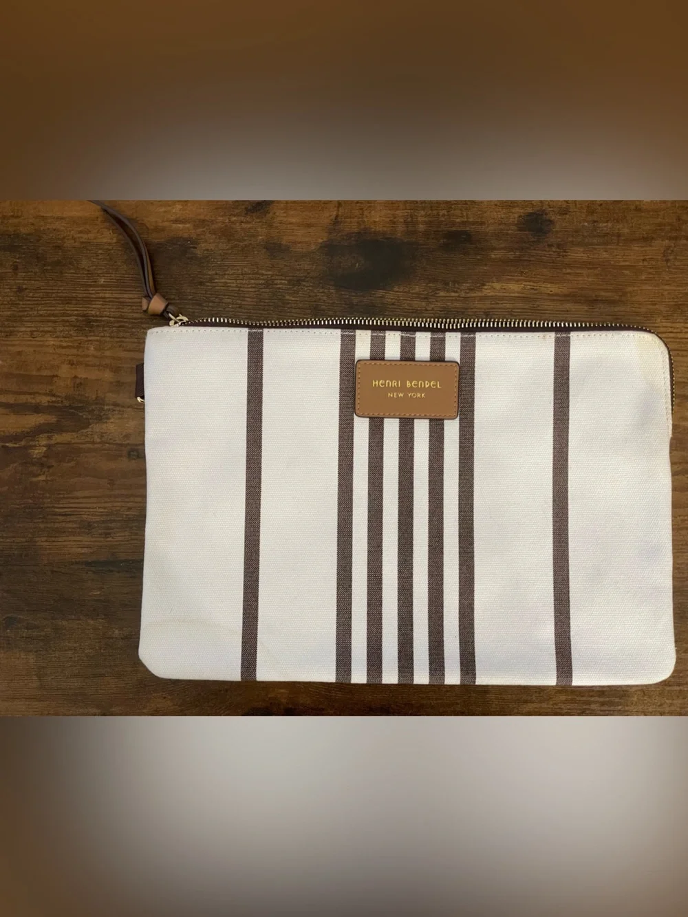 HENRI BENDEL Set of 2 Striped Canvas Travel Pouches